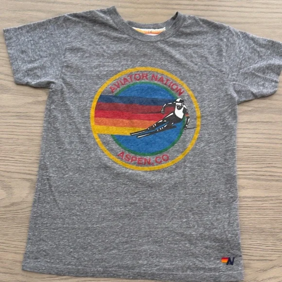 KID'S (sz14) AVIATOR NATION ASPEN TEE - HEATHER GREY - Picture 2 of 7